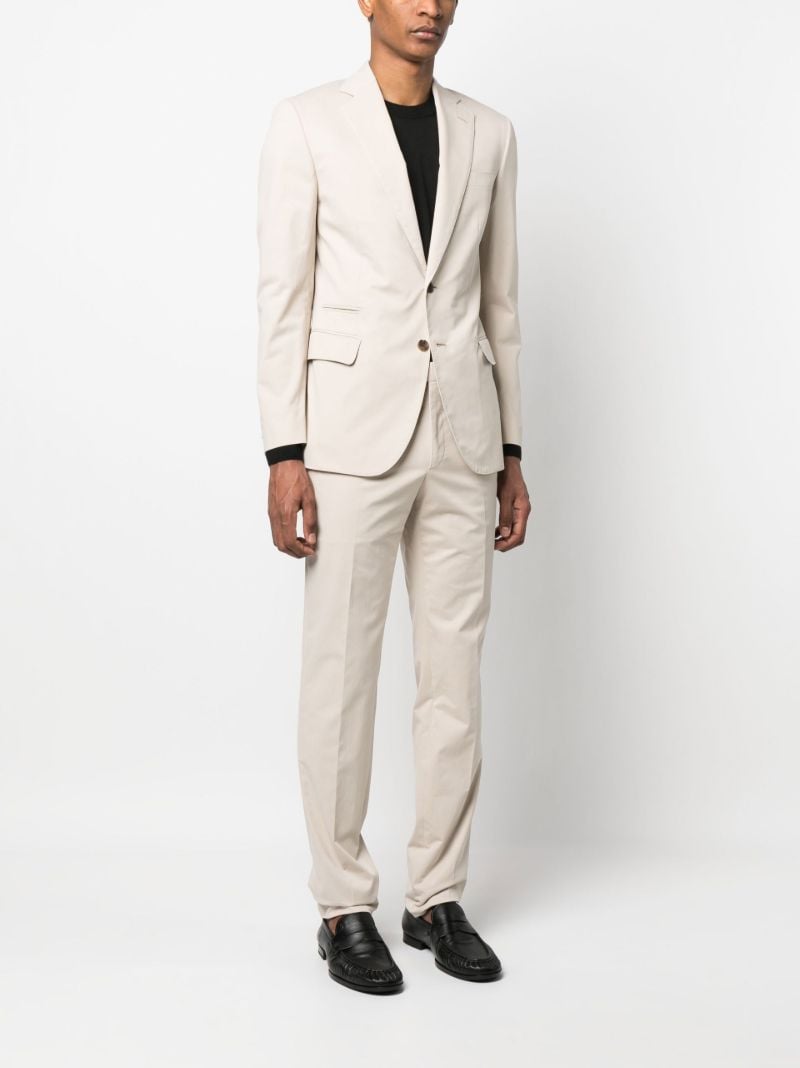 Beige Single Breasted Tailored Suit