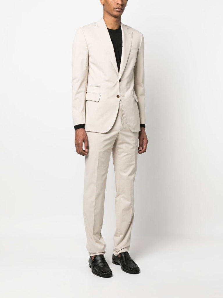 Beige Single Breasted Tailored Suit