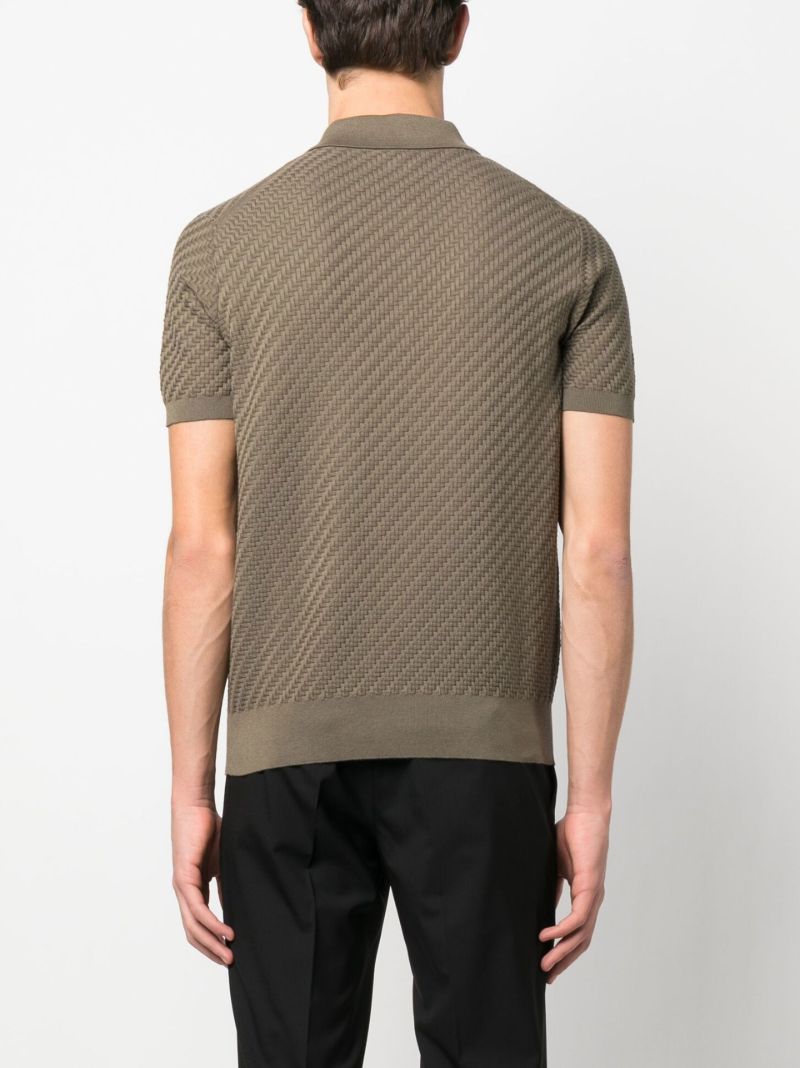 Green Waffle-knit Polo Shirt