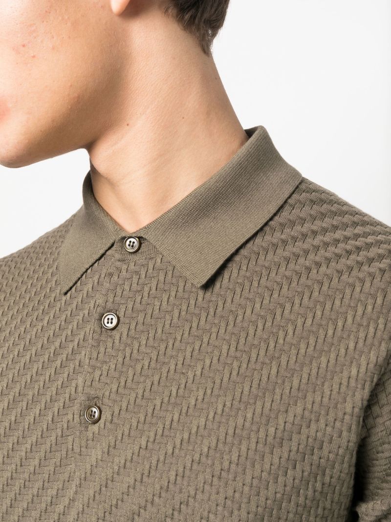 Green Waffle-knit Polo Shirt