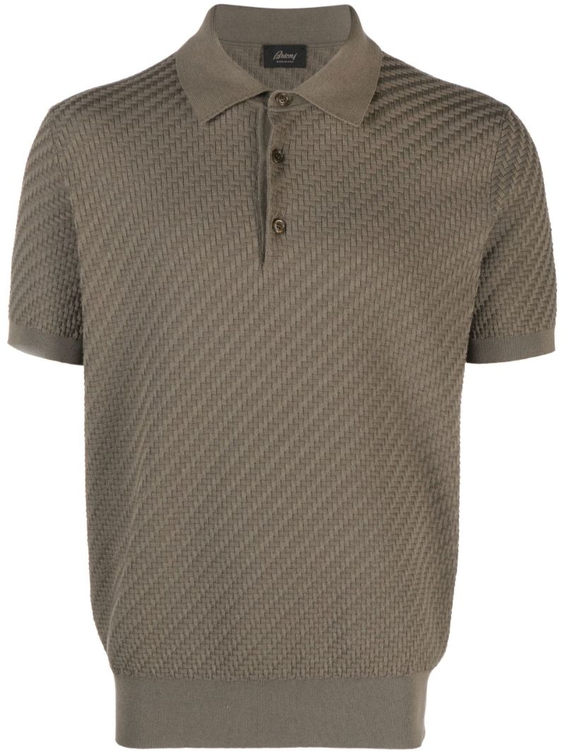 Green Waffle-knit Polo Shirt
