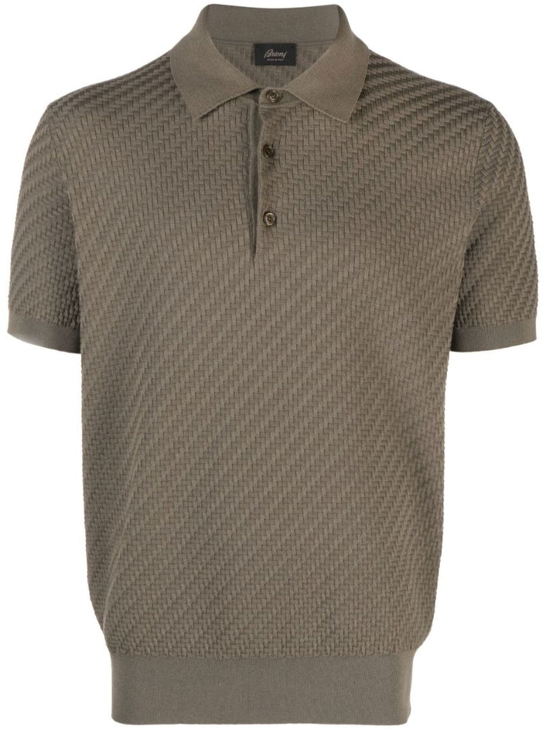 Green Waffle-knit Polo Shirt