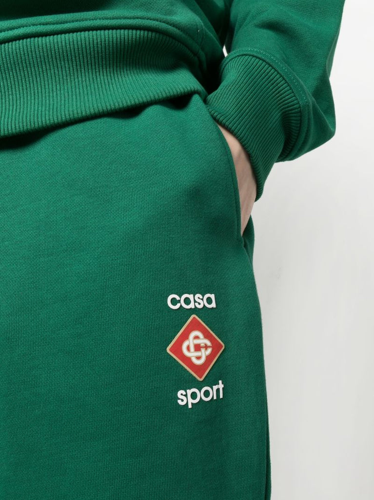 Green Logo Print Track Pants