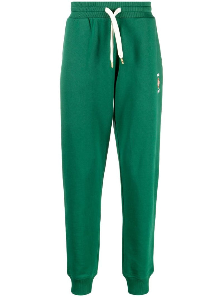 Green Logo Print Track Pants