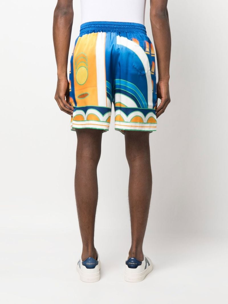 Blue Paysage Printed Silk Shorts