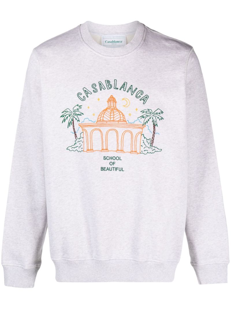 Grey School of Beautiful Embroidered Sweatshirt