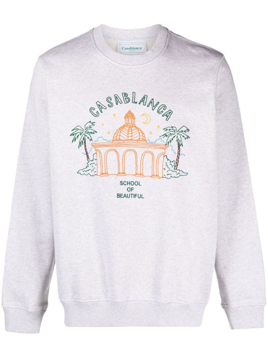 Grey School of Beautiful Embroidered Sweatshirt