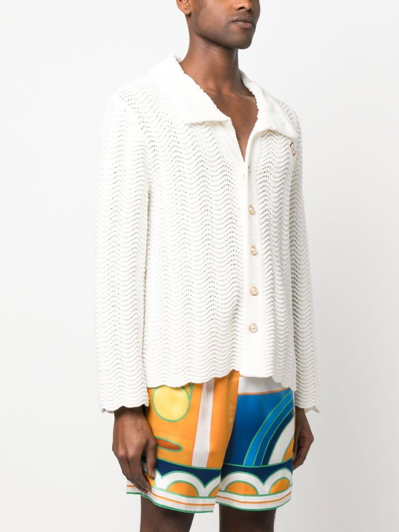 White Wavy Gradient Knit Shirt