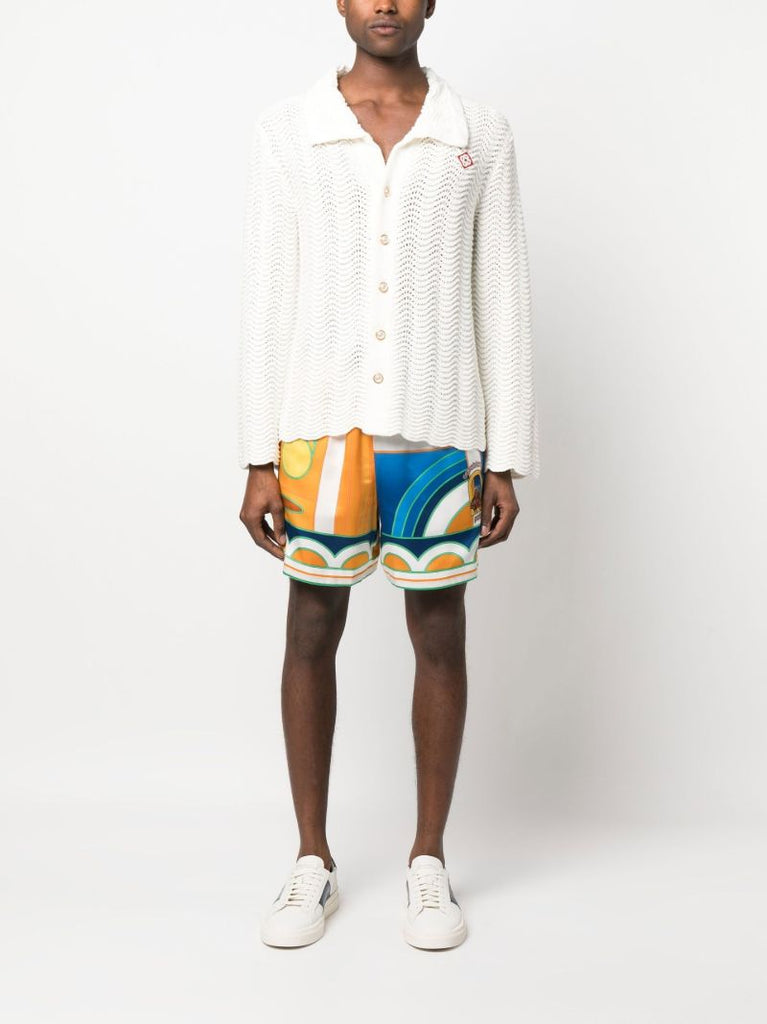 White Wavy Gradient Knit Shirt