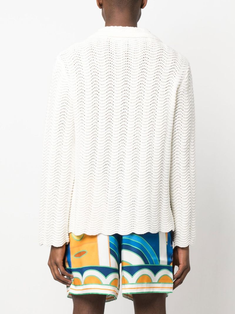 White Wavy Gradient Knit Shirt