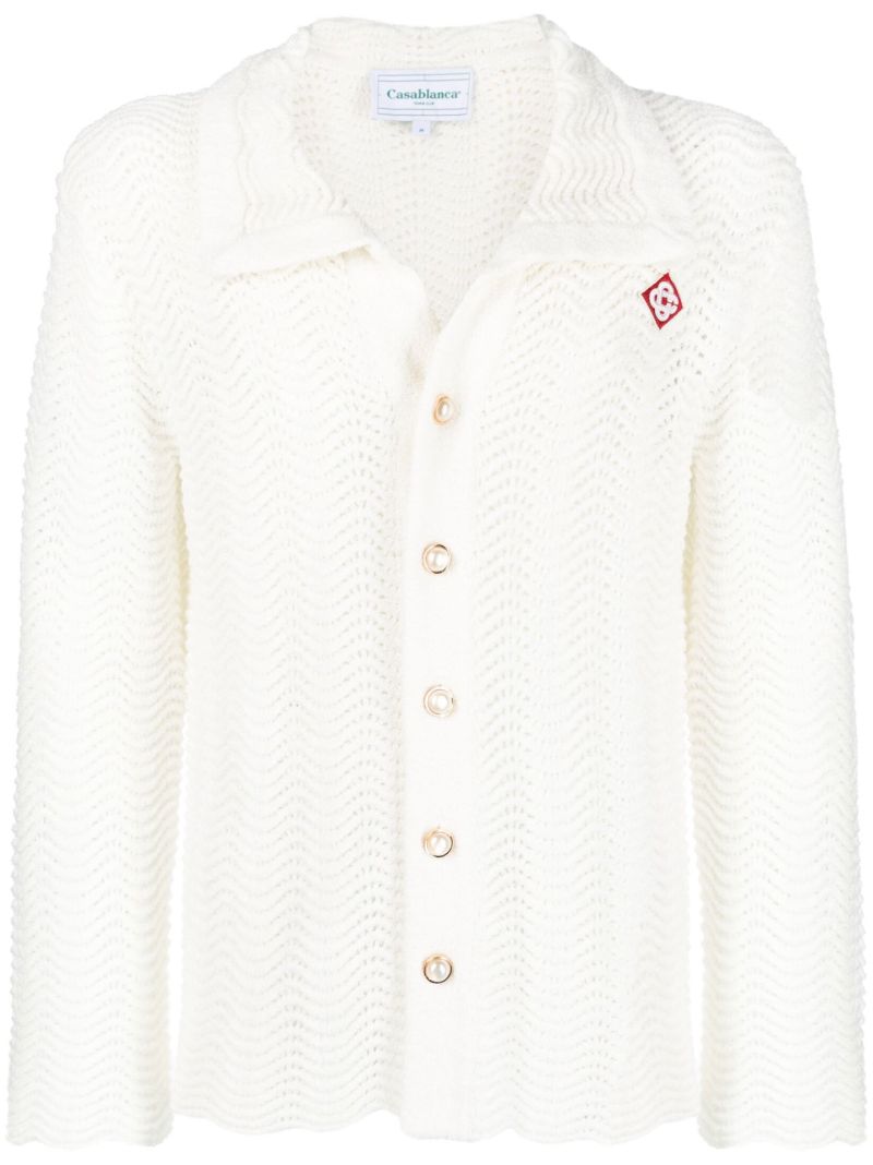 White Wavy Gradient Knit Shirt