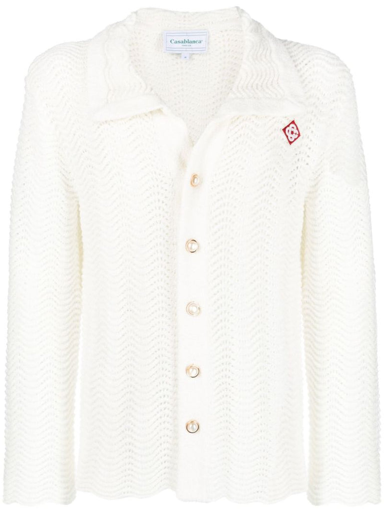 White Wavy Gradient Knit Shirt