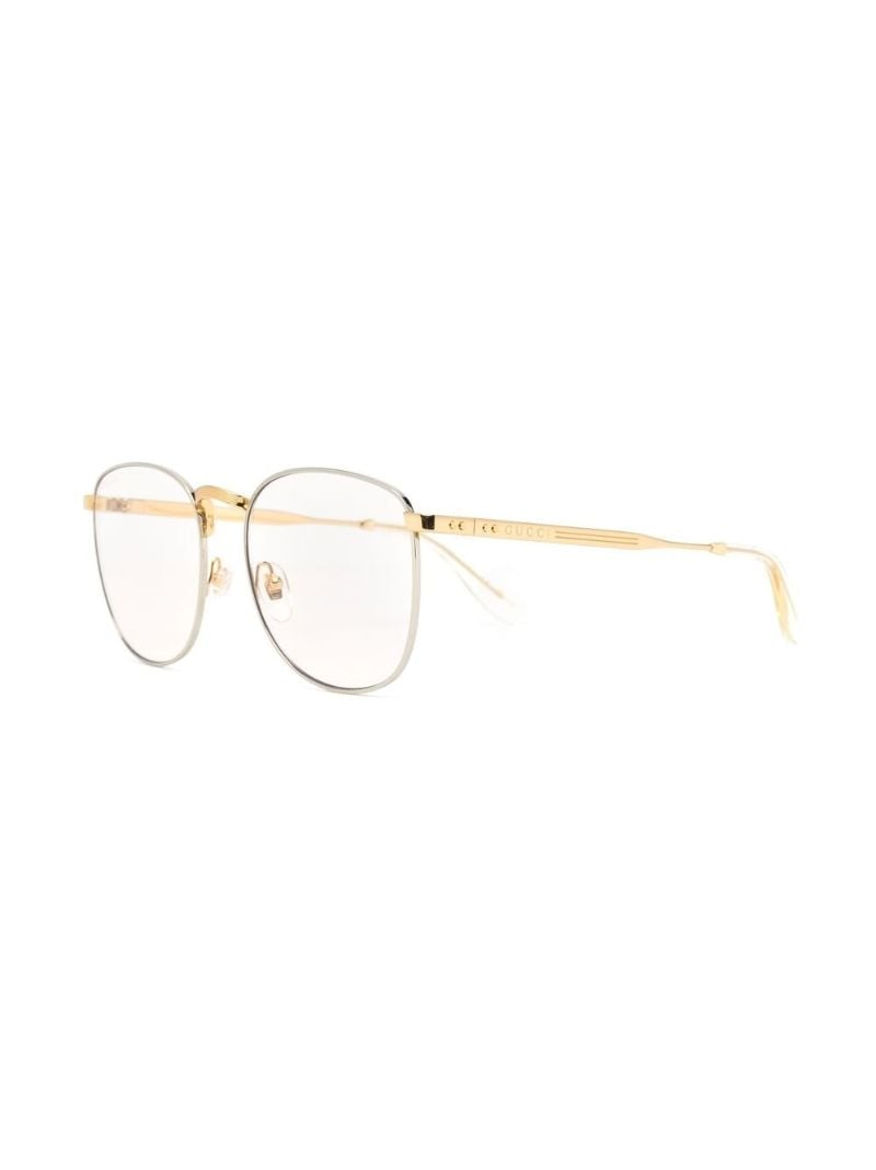 Gold-tone Logo Engraved Round Glasses