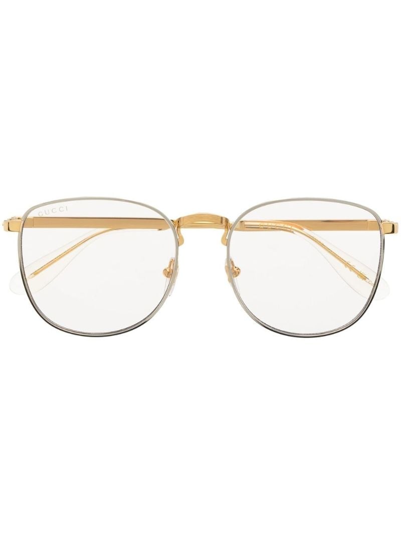 Gold-tone Logo Engraved Round Glasses