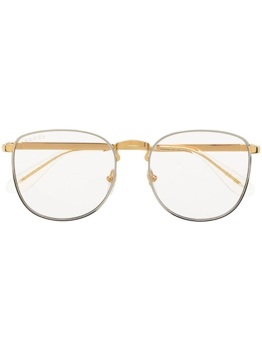 Gold-tone Logo Engraved Round Glasses