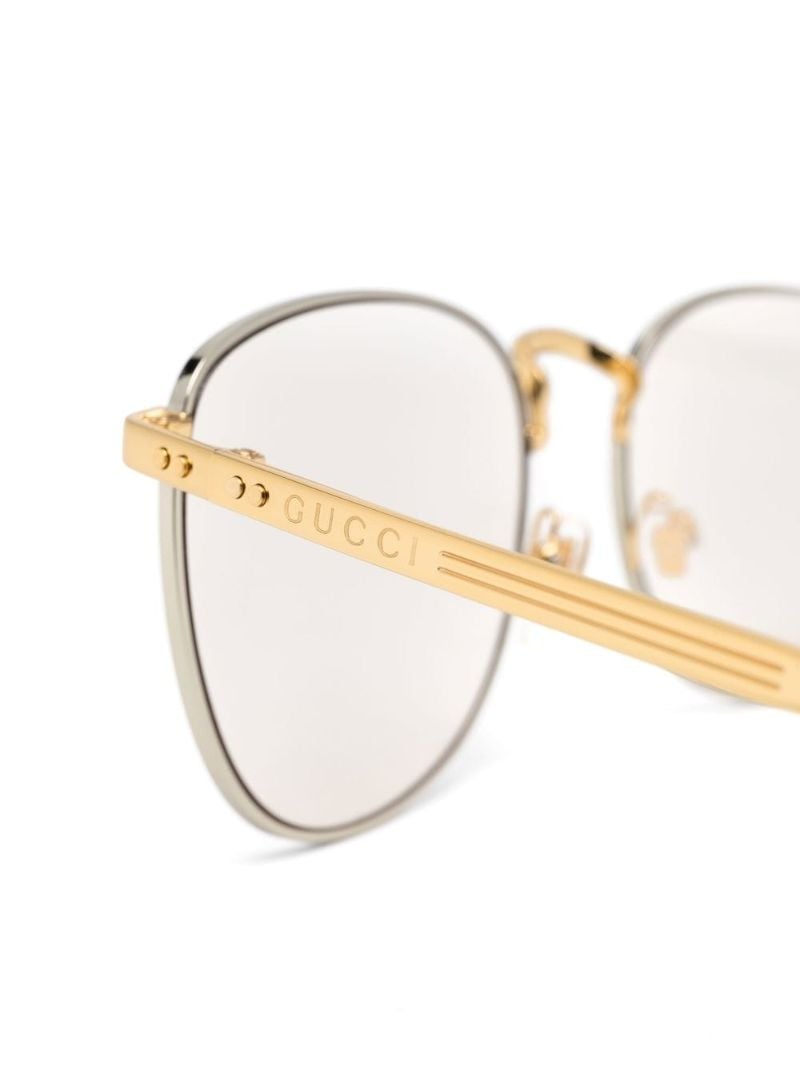 Gold-tone Logo Engraved Round Glasses