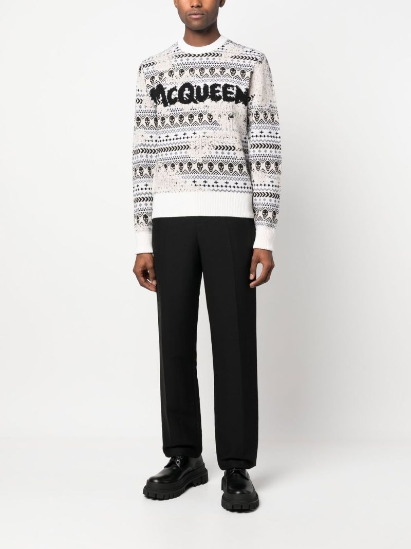 Neutral Logo Fair Isle Wool Sweater