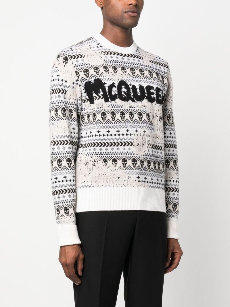 Neutral Logo Fair Isle Wool Sweater