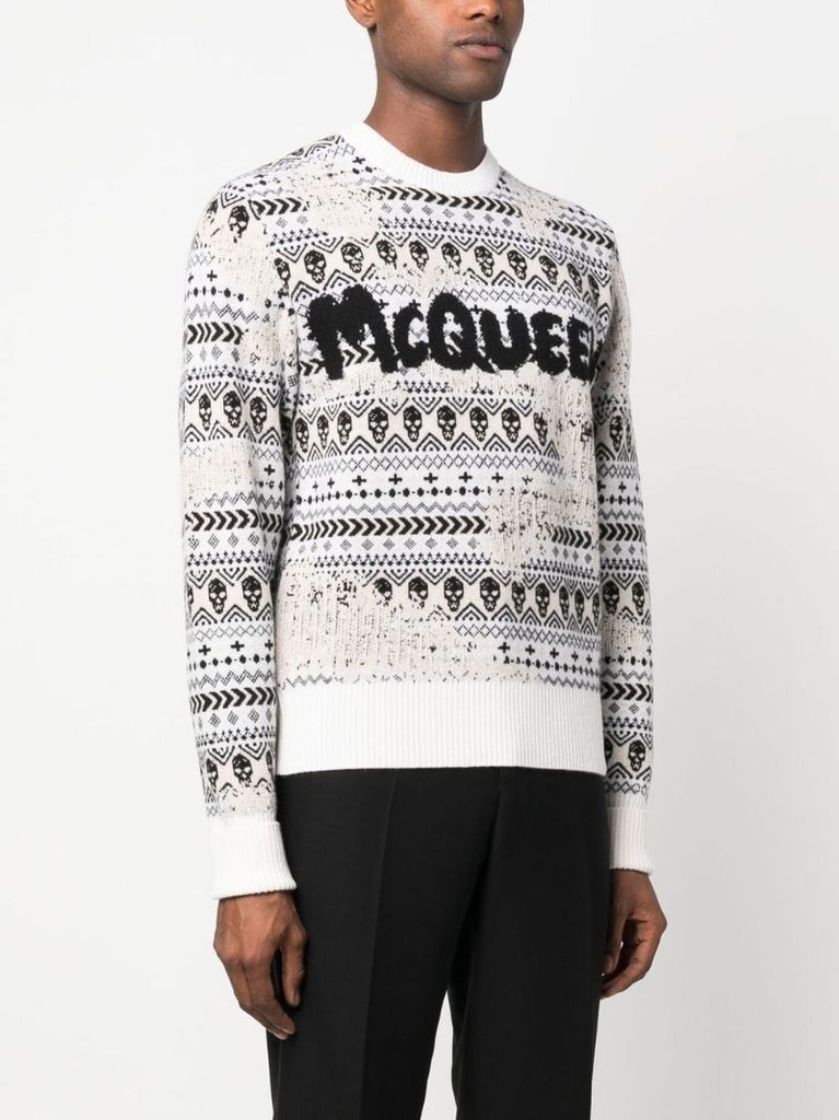 Neutral Logo Fair Isle Wool Sweater