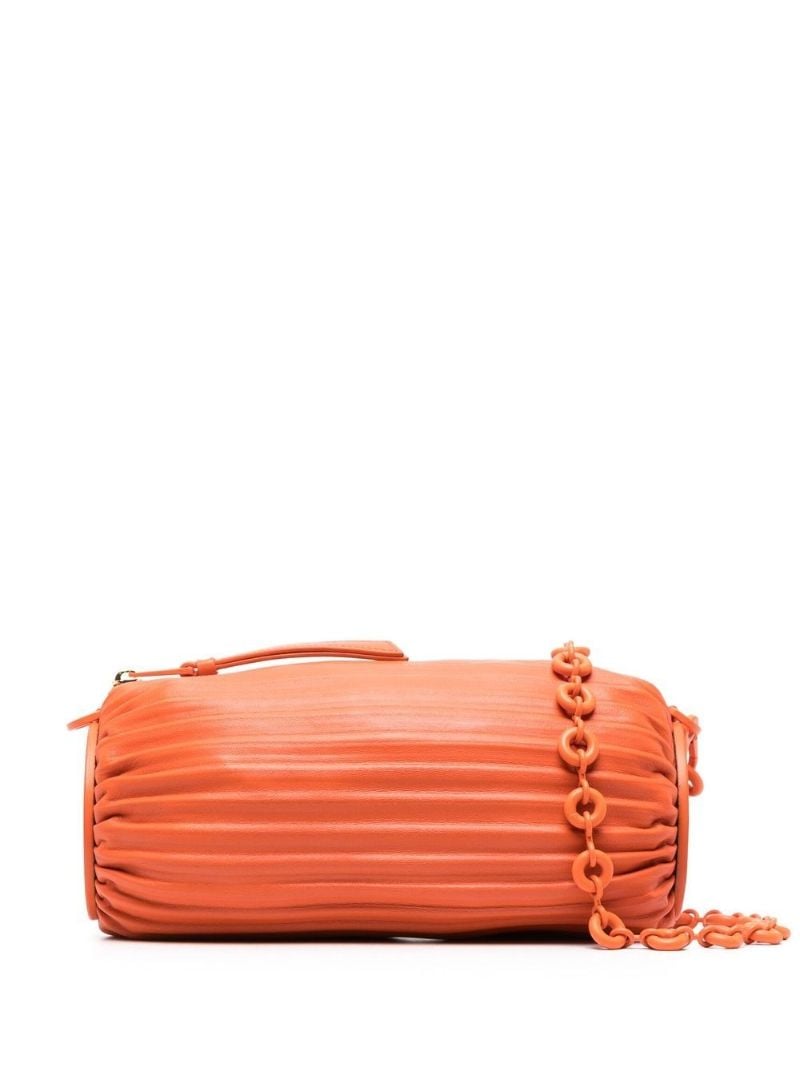 Orange Leather Bracelet Pouch Bag