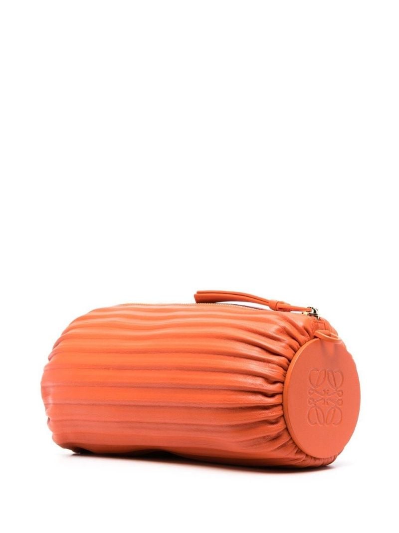 Orange Leather Bracelet Pouch Bag
