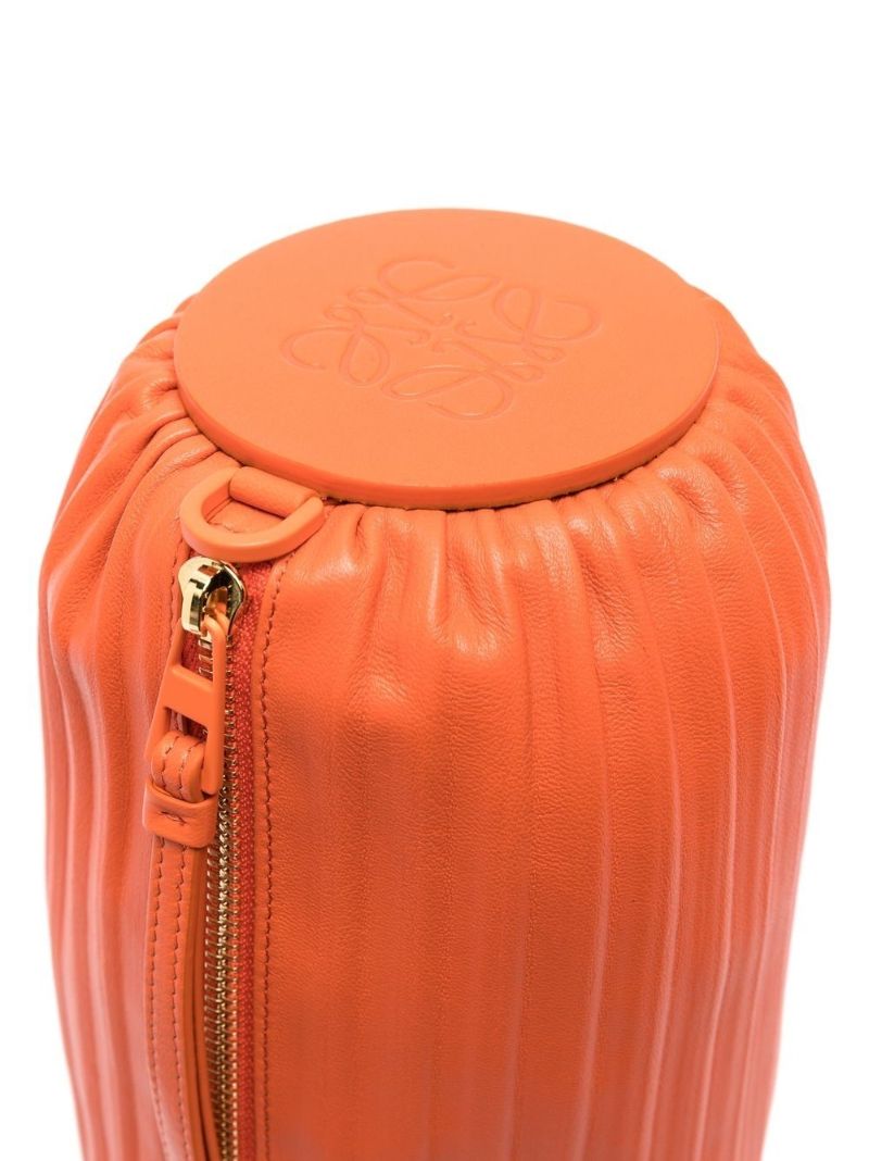 Orange Leather Bracelet Pouch Bag