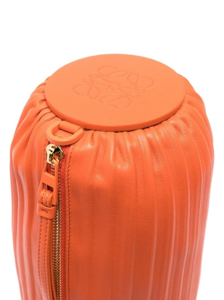 Orange Leather Bracelet Pouch Bag