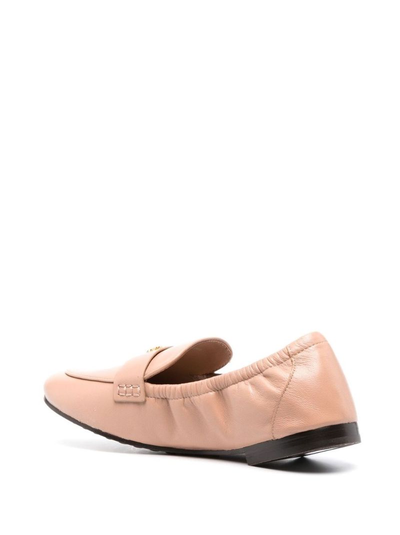 Pink Leather Ballet Loafers