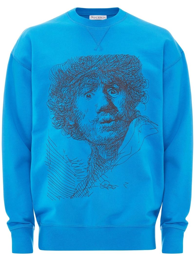 Blue Rembrandt Embroidered Cotton Sweatshirt
