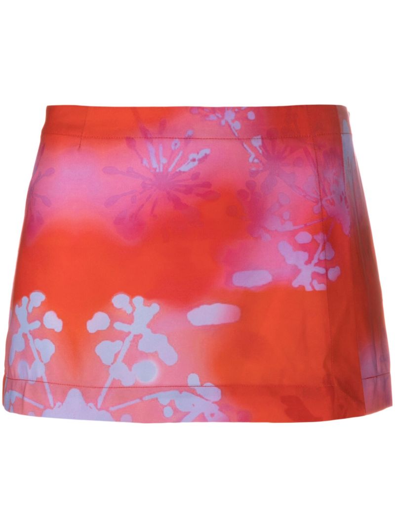 Red Fig Abstract Print Mini Skirt