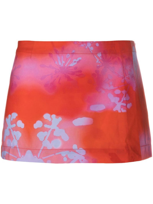 Red Fig Abstract Print Mini Skirt