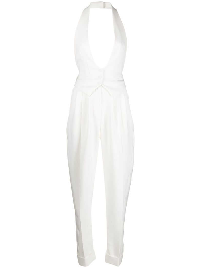 White Tailored Halterneck Jumpsuit