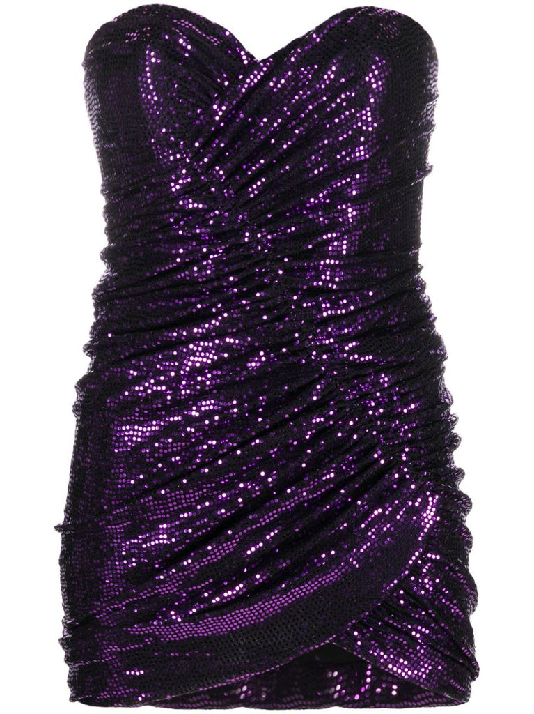 Purple Strapless Sequin Mini Dress