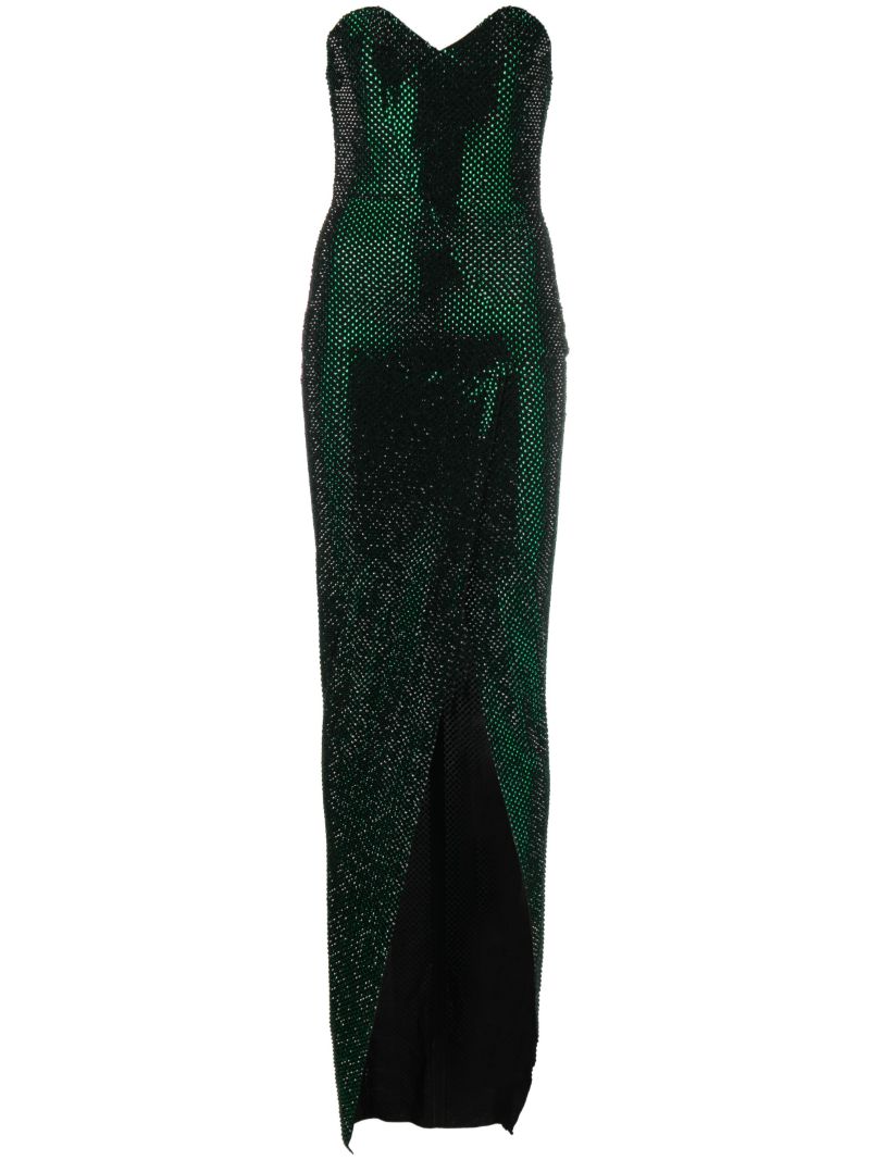 Green Sequin-embellished Strapless Maxi Dress