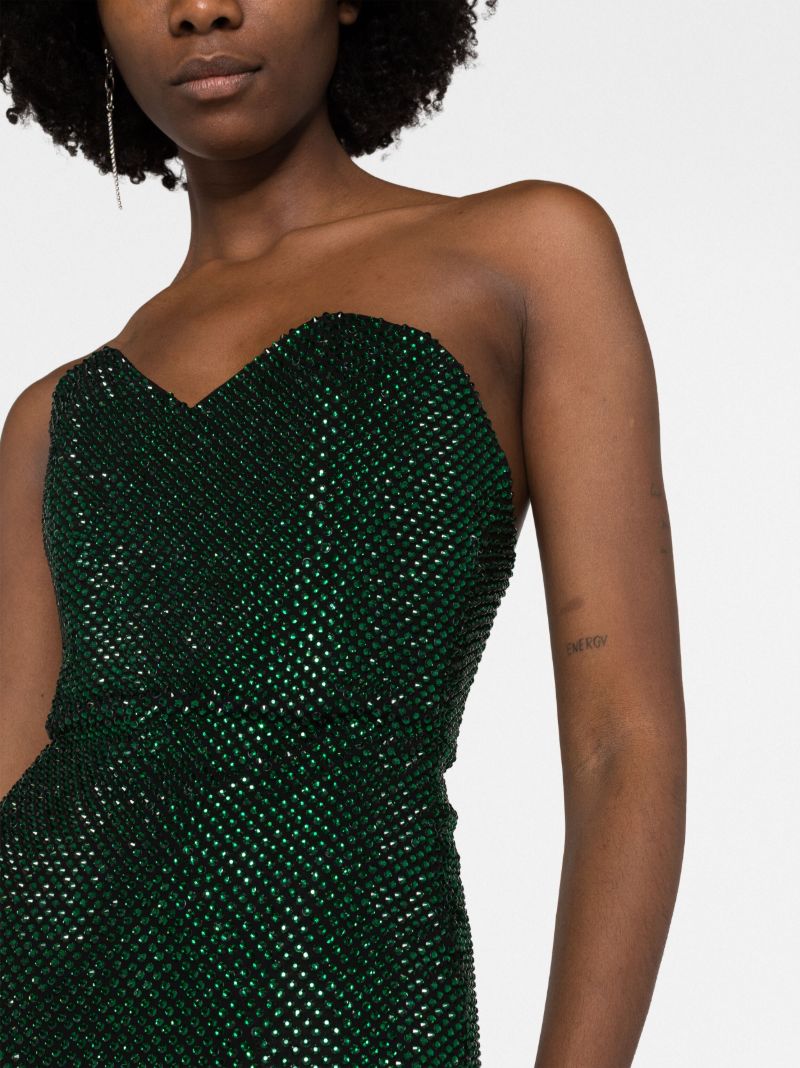 Green Sequin-embellished Strapless Maxi Dress