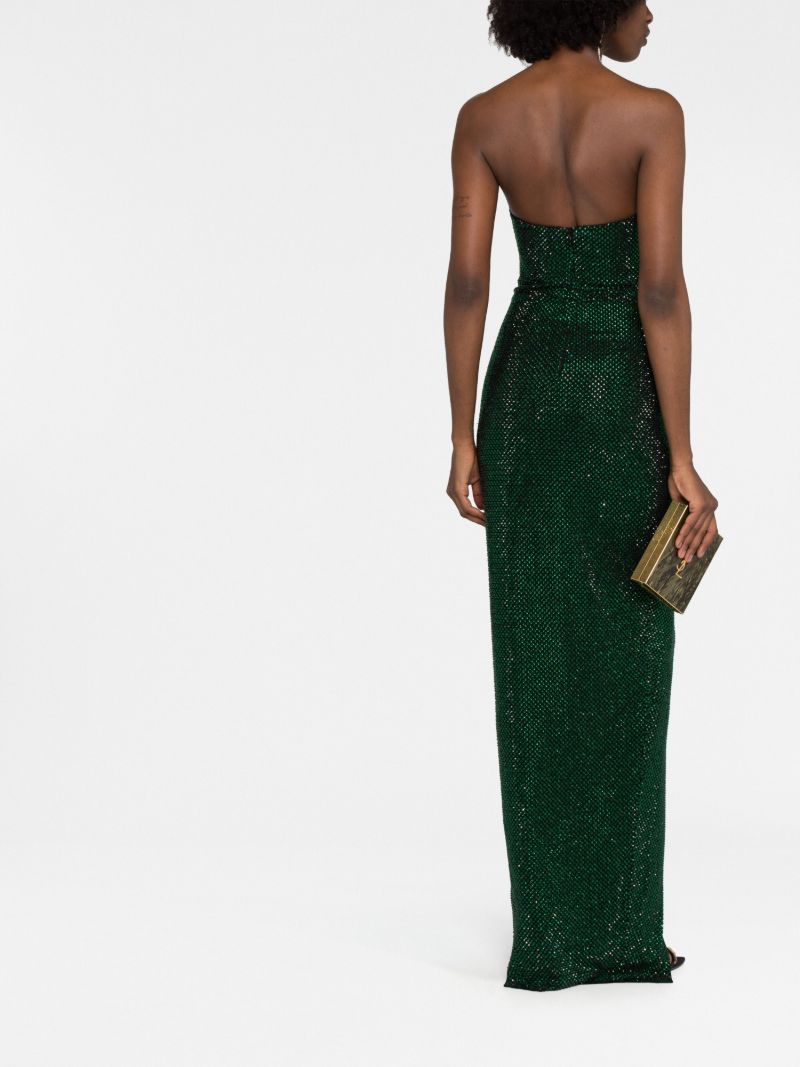 Green Sequin-embellished Strapless Maxi Dress
