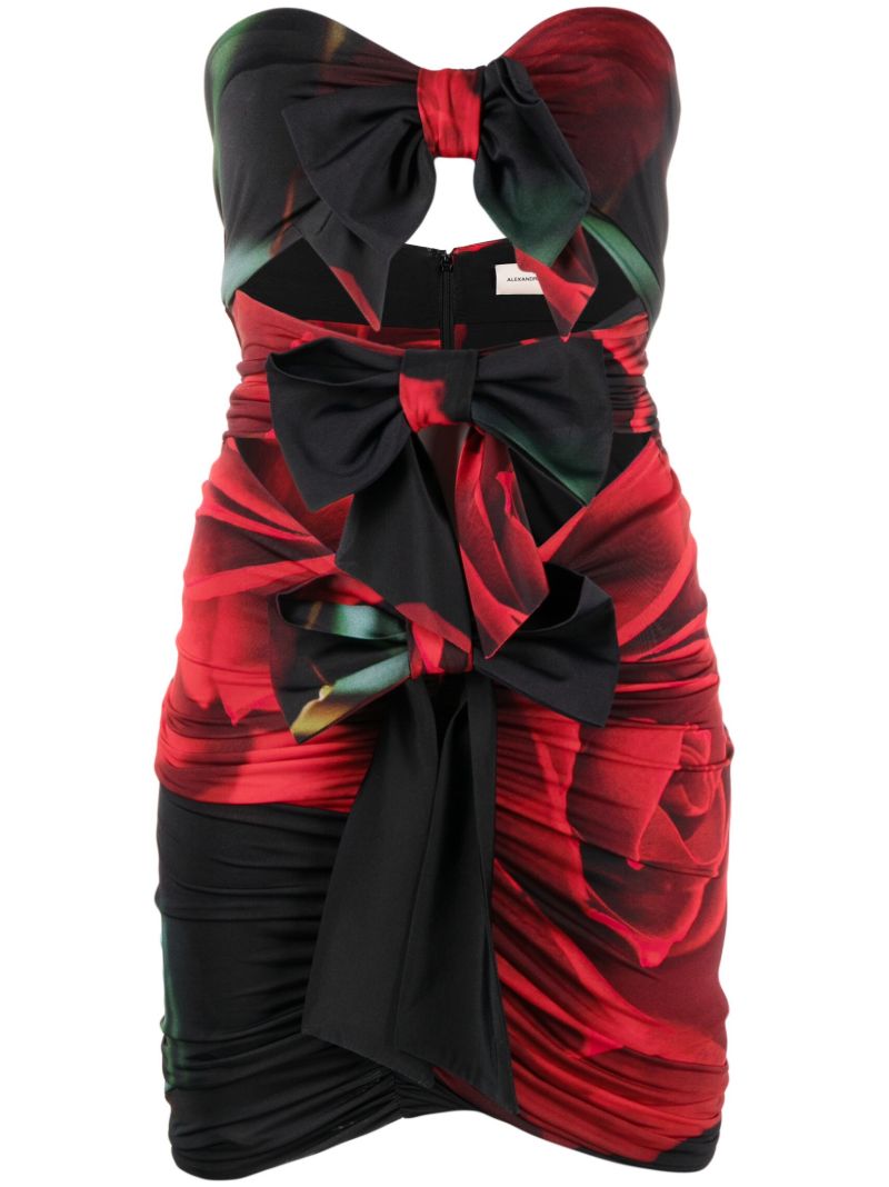 Black and Red Bow Detail Bandeau Mini Dress