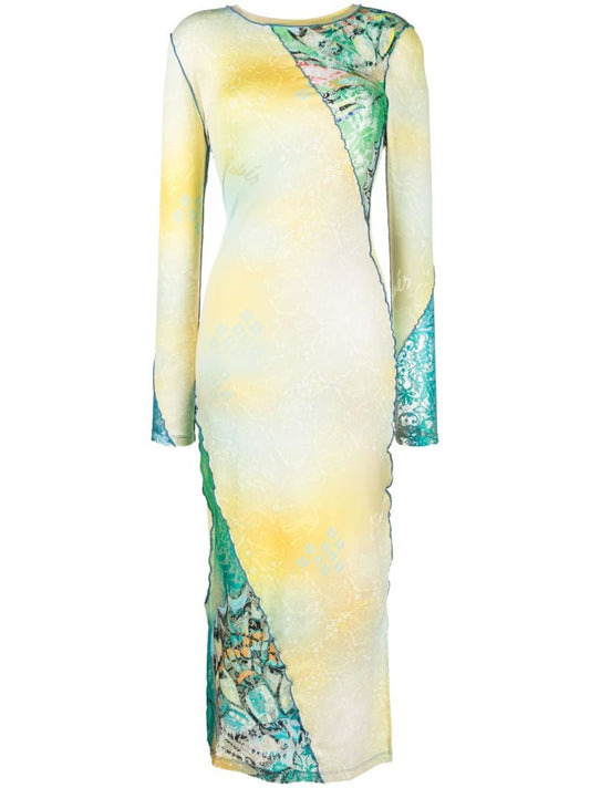 Yellow Parker Lace-panelled Dress