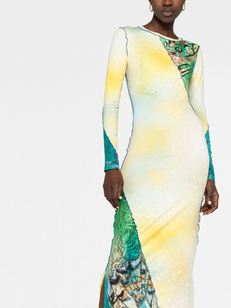 Yellow Parker Lace-panelled Dress