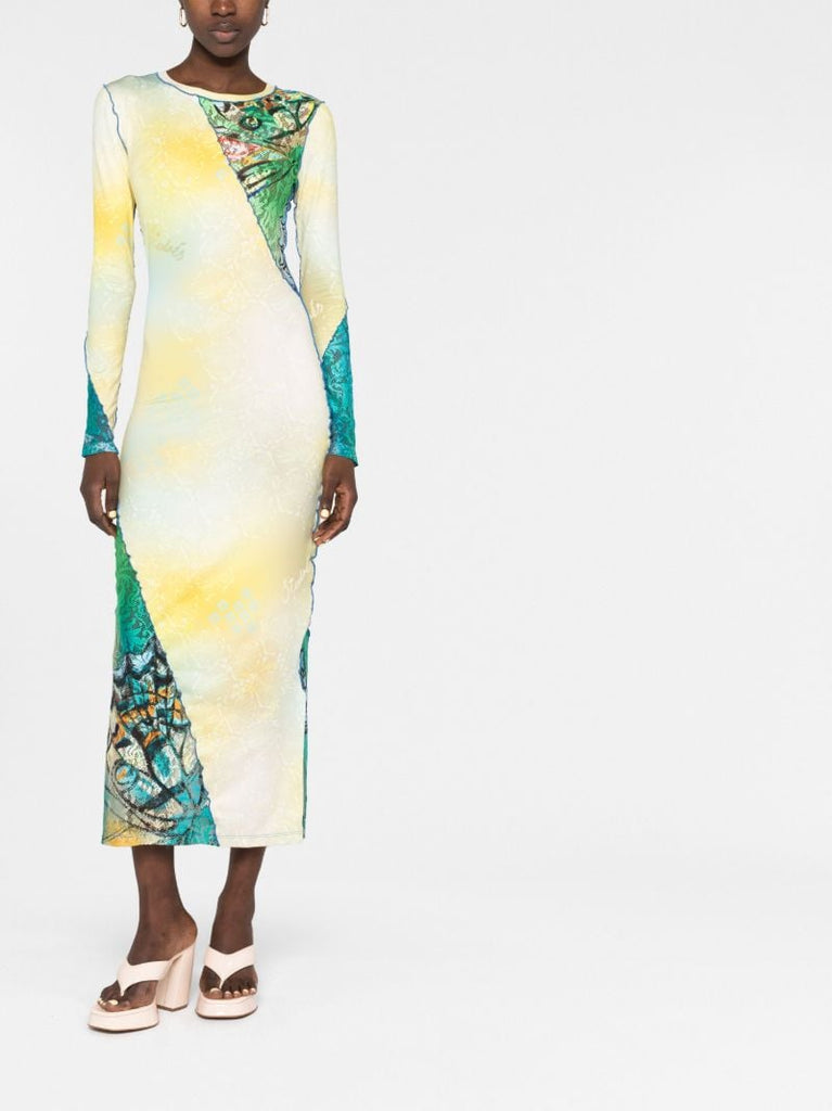 Yellow Parker Lace-panelled Dress