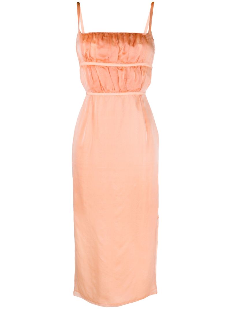 Orange Nym Silk Chiffon Midi Dress