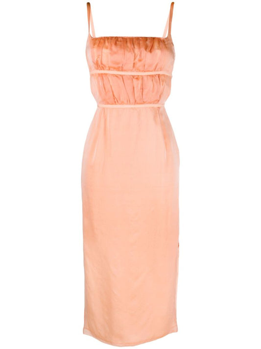 Orange Nym Silk Chiffon Midi Dress