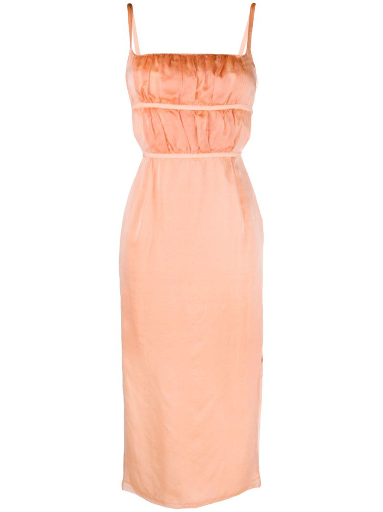 Orange Nym Silk Chiffon Midi Dress