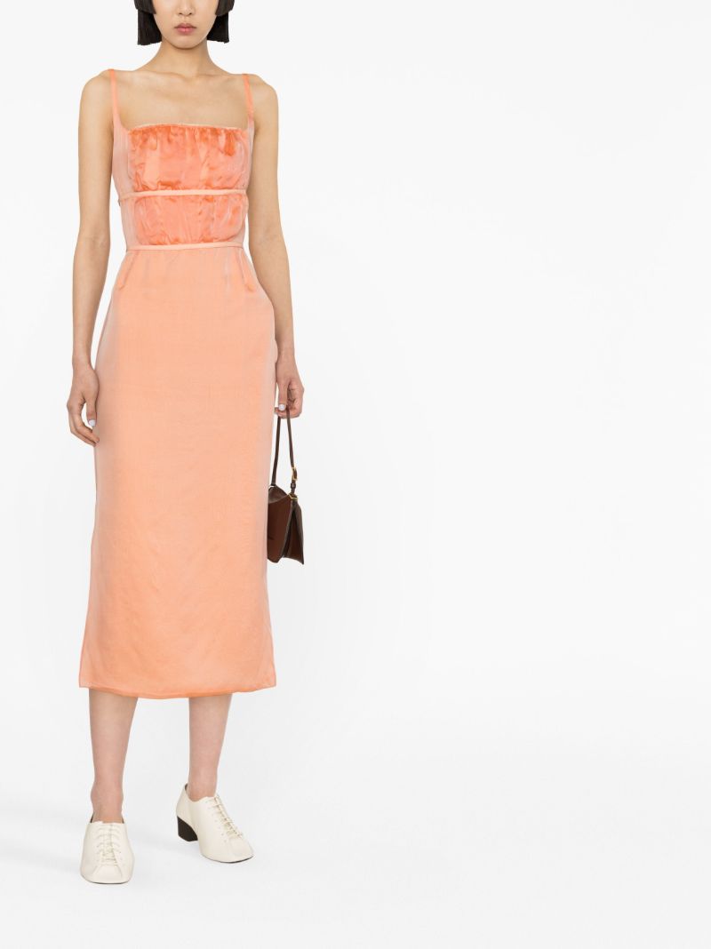 Orange Nym Silk Chiffon Midi Dress