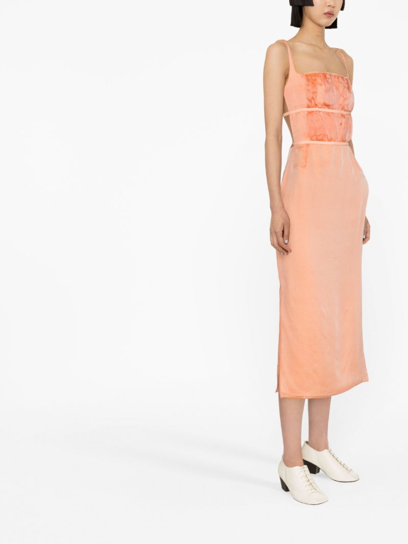 Orange Nym Silk Chiffon Midi Dress