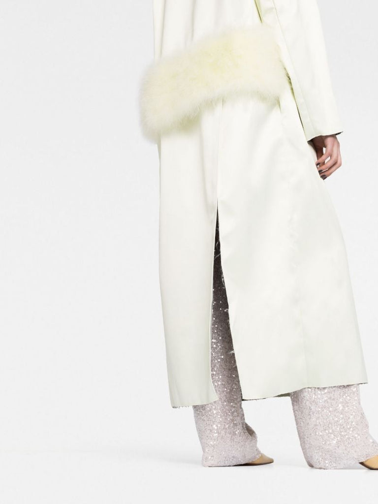 Neutral Willa Feather-trim Coat