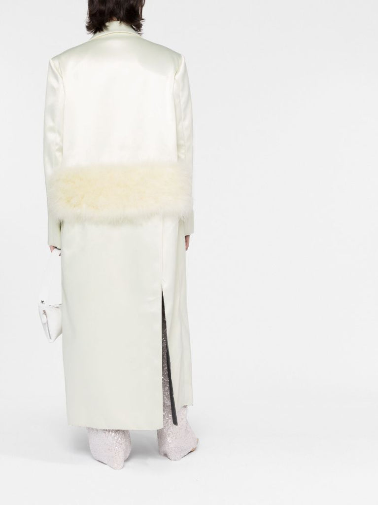 Neutral Willa Feather-trim Coat