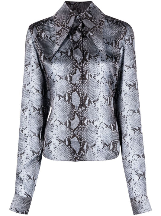 Blue Ione Python Print Shirt