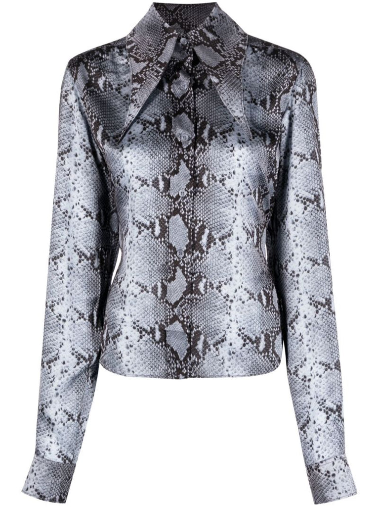 Blue Ione Python Print Shirt