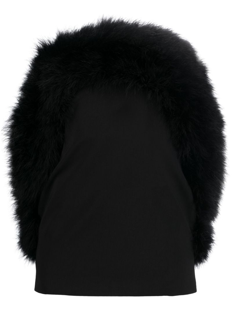 Black Blaise Feather-trimmed Strapless Mini Dress
